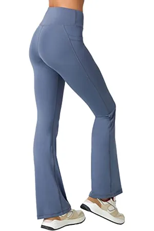 LOS OJOS High Waisted Flared Leggings for Women - Bootcut Yoga Pants for Women with Pockets Tummy Control Leggings for Gym, Workout, Running
