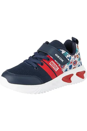 Geox J Assister Boy D Sneaker, Navy Multi-Coloured, 4 UK