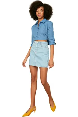 Trendyol Blue Basic Mini Denim Skirt
