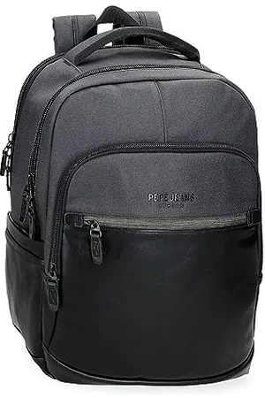 Pepe Jeans Greys Polyester Laptop Backpacks and Faux Leather Details, , standard size, pc backpack