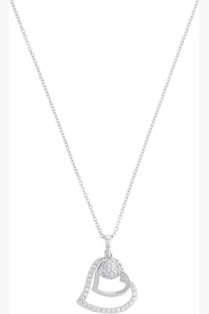 QS by s.Oliver Necklace with pendant 925 sterling ladies necklace, with cubic zirconia synth, 42+3 cm, , heart, Comes in jewelry gift box, 9082575