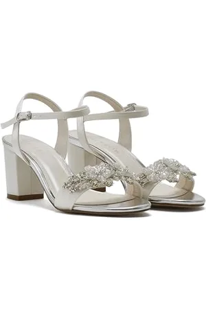 Rainbow Club Mia Wide Fit Ivory Satin Petal Embellished Wedding Sandals, 5.5