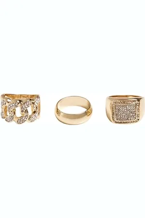 Urban classics Unisex Diamond Ring Pack of 3, L-XL, Metal, Turquoise