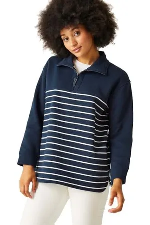 Regatta Womens Bayletta Half Placket Sweatshirt Fleece, Navy/White, 16 UK