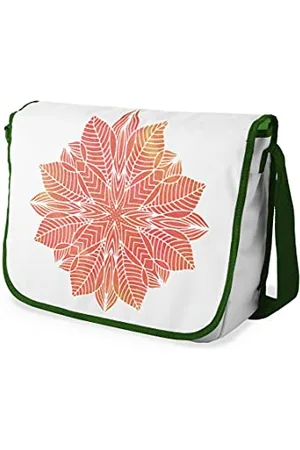 Bonamaison Digitally Printed Messenger School Bag with Khaki Strap for Students, Cross Body Bag, Courier Bag, Shoulder Bag for School, Back to School, Size: 29x36 cm