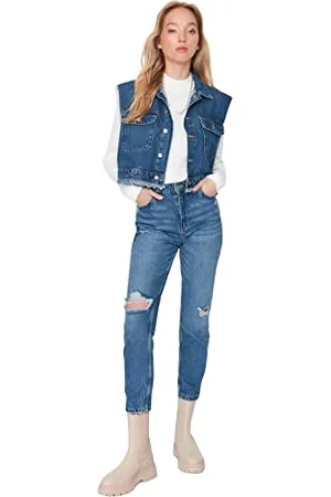 Trendyol Women High Waist Straight Leg Mom Jeans