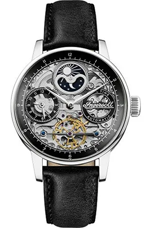 INGERSOLL 1892 The Jazz Mens 42mmm Automatic Moonphase Watch with Black Skeleton Dial and Black Genuine Leather Strap I07701