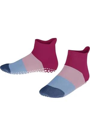 Falke Unisex Kids Colour Block Slipper Socks Anti-Slip Printed Nubs On Sole Improved Grip Thick Full Innner Plush Flat Seam In Toe Area Patterned Breathable Sustainable Cotton 1 Pair