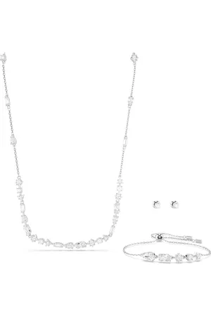Swarovski Mesmera Bracelet, Necklace, and Stud Earrings Set, Rhodium Plated with Crystals, from the Mesmera Collection
