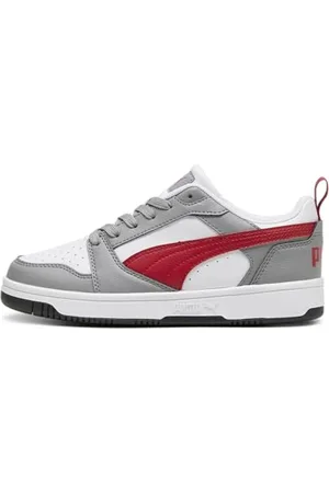 PUMA Unisex Youth Rebound V6 Lo Jr Sneakers, Stormy Slate-Club Red- Black, 4.5 UK