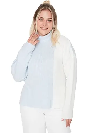 Trendyol Women Plus Size Regular Double-Breasted High Neck Knitwear Plus Size Jumper