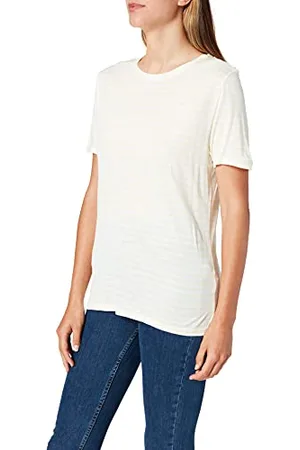 NA-KD Striped Viscose Tee, Yellow White Stripes, XX-Small