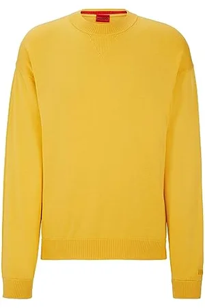 HUGO BOSS Mens Swart Embroidered-Logo Sweatshirt in Organic Cotton