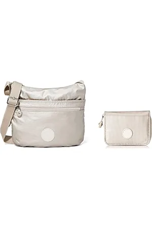 Kipling Arto Women’s Cross-Body Bag, Silver (Metallic Glow), 29x26x4 Centimeters (B x H x T) Tops Women’s Wallet, Silver (Metallic Glow), 7.5x10x2.5 Centimeters (B x H x T)