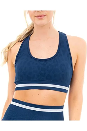 M17 Womens Ladies Sports Bra Leopard Print Seamless Removeable Pads Racerback Bras Stretchy Sportswear Gym Workout Running Yoga Top (M, )