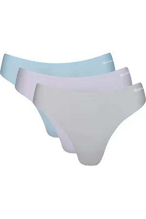 Reebok Womens Bonded Thong in , Polymide Moisture Wicking Activewear Seamless Underwear, Comfortable & Breathable - Multipack of 3
