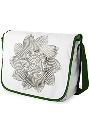 Bonamaison Digitally Printed Messenger School Bag with Khaki Strap for Students, Cross Body Bag, Courier Bag, Shoulder Bag for School, Back to School, Size: 29x36 cm