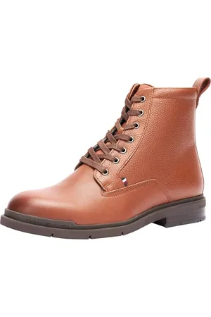 Tommy Hilfiger Men’s Warm Leather Ankle Boots, Brown (Winter Cognac), 9