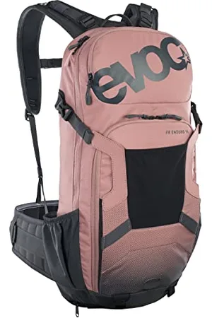 Evoc FR ENDURO 16 bike backpack, backpack for bike tours (LITESHIELD BACK PROTECTOR 95%, protectors, tool compartment, hydration bladder compartment 3l, size: M/L), Dusty Pink/Carbon Grey