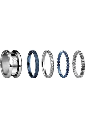 Bering Exchangeable Ring Set for Women in Silver and Blue with the Distinctive Twist and Change System, Symphony Set A