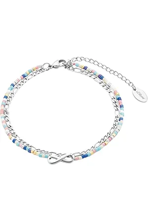 QS by s.Oliver Anklet stainless steel woman summer jewelry, with glass, 22+5 cm, silver, Infinity, comes in jewelry gift box