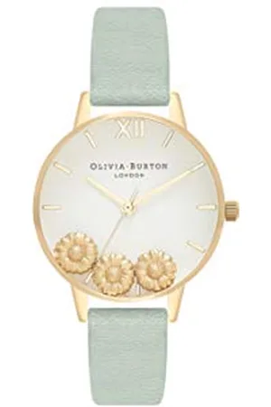 Olivia Burton Analogue Quartz Watch for Women with Sage Green Leather Strap - OB16CH17