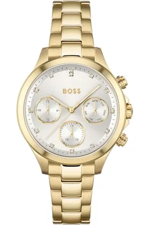 HUGO BOSS Analogue Multifunction Quartz Watch for Women with Gold Colored Stainless Steel Bracelet - 1502628
