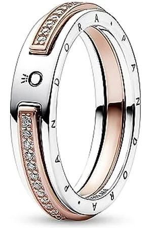 PANDORA Signature Two-tone Logo & Pavé Ring, 54