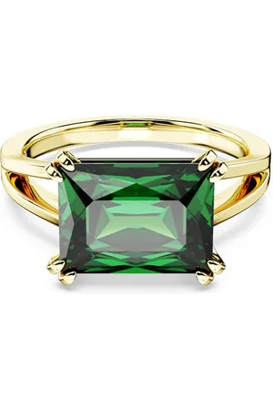 Swarovski Matrix Cocktail Ring, Refined Band Adorned With a Crystal in an Emerald Hue, From the Matrix Collection, Size 58