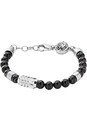 Diesel Bracelet for Men , 18.5 cm, 5 cm extender black Stainless Steel Bracelet, DX0847040