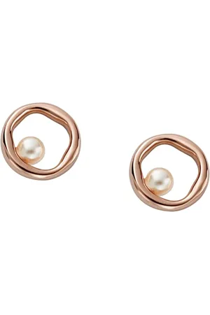 Skagen Earrings for Women Agnethe, Width: 11.35 mm Rose Gold Stainless Steel Earrings, SKJ1438791