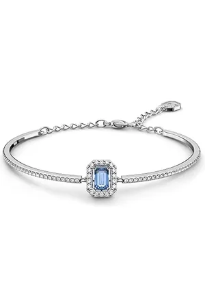Swarovski Blue Crystal Bangle, Octagon Cut Blue Crystal in a Rhodium Plated Setting, from the Millenia Collection