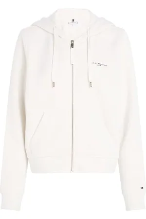 Tommy Hilfiger Women 1985 Reg Mini Corp Zip Hoodie Zip Throughs, White, L