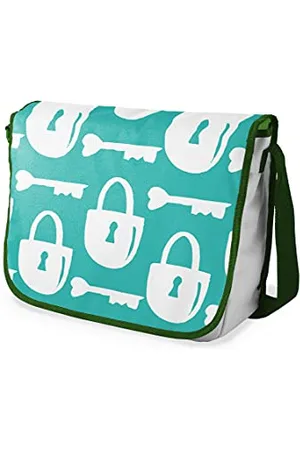 Bonamaison Digitally Printed Messenger School Bag with Khaki Strap for Students, Cross Body Bag, Courier Bag, Shoulder Bag for School, Back to School, Size: 29x36 Cm