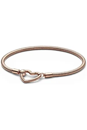 PANDORA Moments Snake chain 14k -plated bracelet with heart clasp, 19