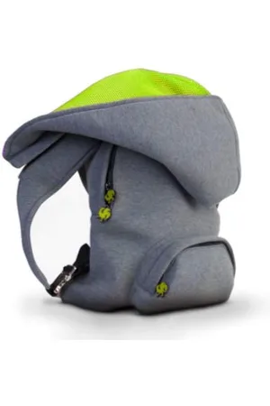Morikukko Unisex-Adult Hooded Backpack Grey Neon Yellow Backpack