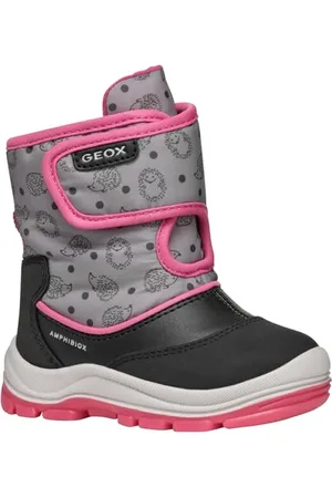 Geox Baby FLANFIL Girl B ABX Snow Boot, Black/Fuchsia, 2 UK Child
