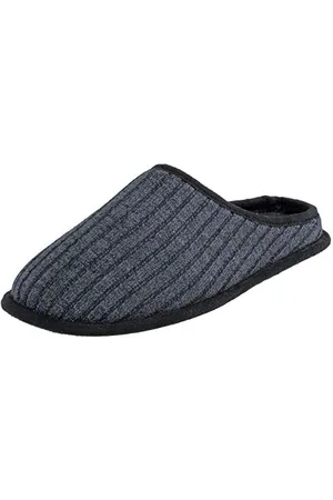 Ego Mens Slippers Mule Style Ribbed Knitted Upper Soft Fleece Lining Non-Slip Hard Sole 8 UK