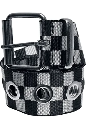 Urban classics Unisex Checker With Eyelets Belt, Black White, S-M UK