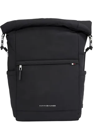 Tommy Hilfiger Men, TH Signature Rolltop Backpack, Backpacks, Black, One Size