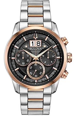 BULOVA Mens Chronograph Quartz Watch with Stainless Steel Strap 98B335