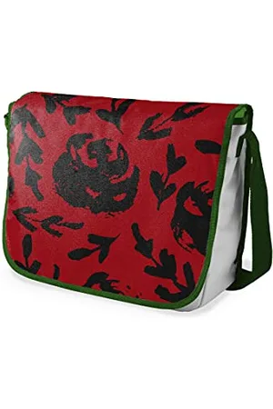 Bonamaison Digitally Printed Messenger School Bag with Khaki Strap for Students, Cross Body Bag, Courier Bag, Shoulder Bag for School, Back to School, Size: 29x36 cm