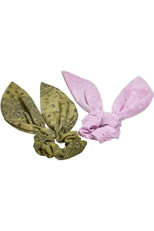 Urban classics Unisex_Adult Bandana Print Scrunchies with XXL Bow 2-Pack Headband, , One Size (Pack of 2)