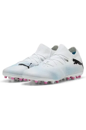 PUMA Men Future 7 Match Mg Soccer Shoes, White- Black-Poison Pink, 11 UK