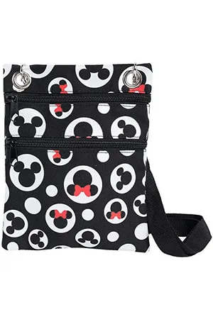Disney Passport Crossbody Bag Mickey & Minnie Icon Print Travel Black