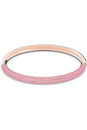 Swarovski Stone Bangle, Pink Pavé Crystals in a Rose Gold Tone Plated Setting, from the Stones Collection, Size Medium, S