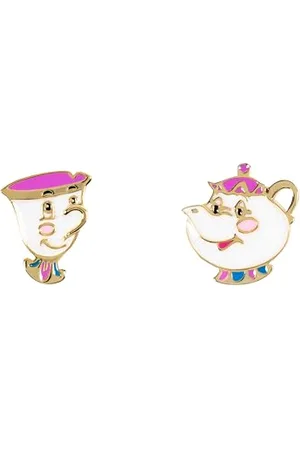 Disney Beauty And The Beast Gold Plated Sterling Silver Mrs Potts & Chip Earrings E906336YL