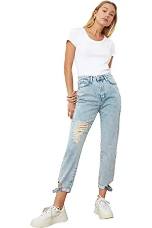 Trendyol Women Young High Waist Straight Leg Mom Jeans