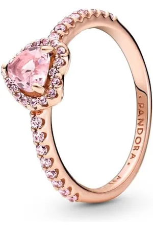 PANDORA Timeless Heart 14k rose gold-plated ring with orchid pink crystal and fancy fairy tale pink cubic zirconia, 52
