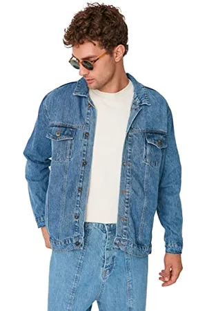 Trendyol Man Regular Biker Jackets Shirt Collar Denim Jacket